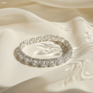 LT653 Lắc tay bạc Ý Senyda mặt halo vuông nối liền dây đồng hồ