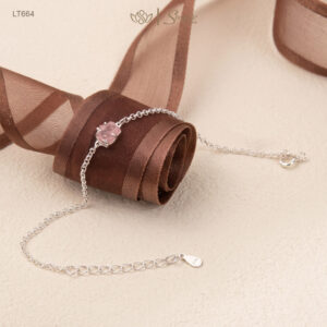 LT664 Lắc tay bạc Ý Senyda mặt đá Ruby hồ ly hồng