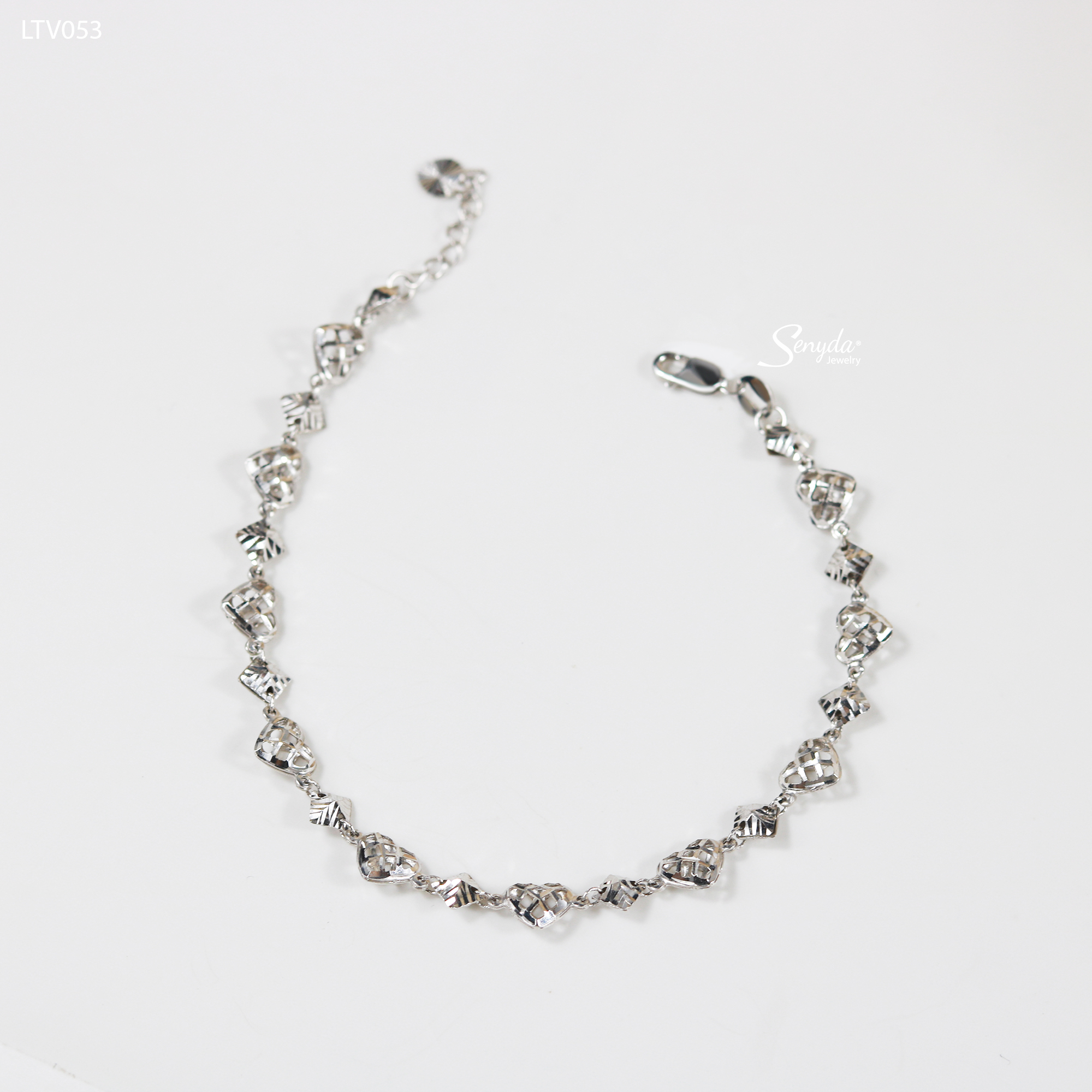 LTV053 Lắc tay vàng Senyda trái tim xen thoi giác nối liền