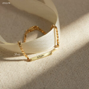 LTV1179 Lắc tay vàng Senyda dây mì vuông mặt thẻ chữ nhật