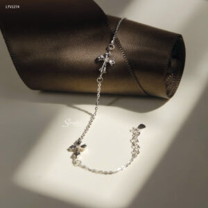 LTV1274 Lắc tay vàng Senyda dây chữ cong xen mặt thánh giá