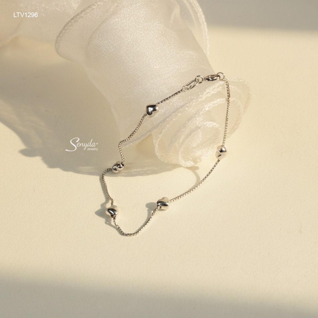 LTV1296 Lắc tay vàng Senyda dây mì tim phồng
