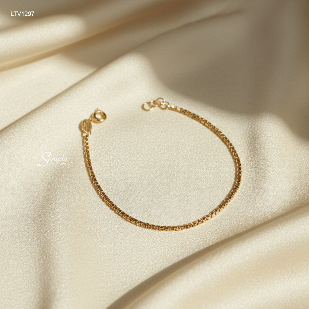 LTV1297 Lắc tay vàng Senyda dây mì mềm 14cm