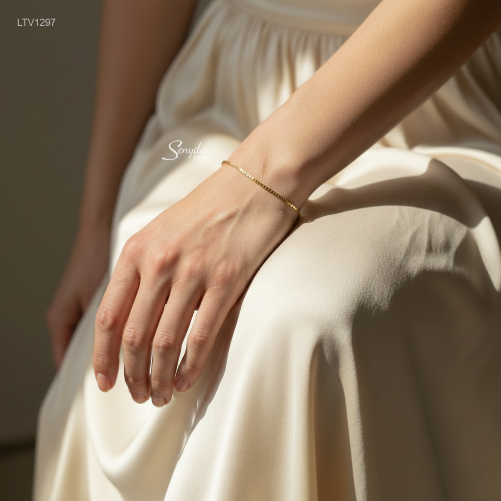 LTV1297 Lắc tay vàng Senyda dây mì mềm 14cm