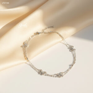 LTV194 Lắc tay vàng Senyda dây chữ cong đôi nối bướm giác bi giác