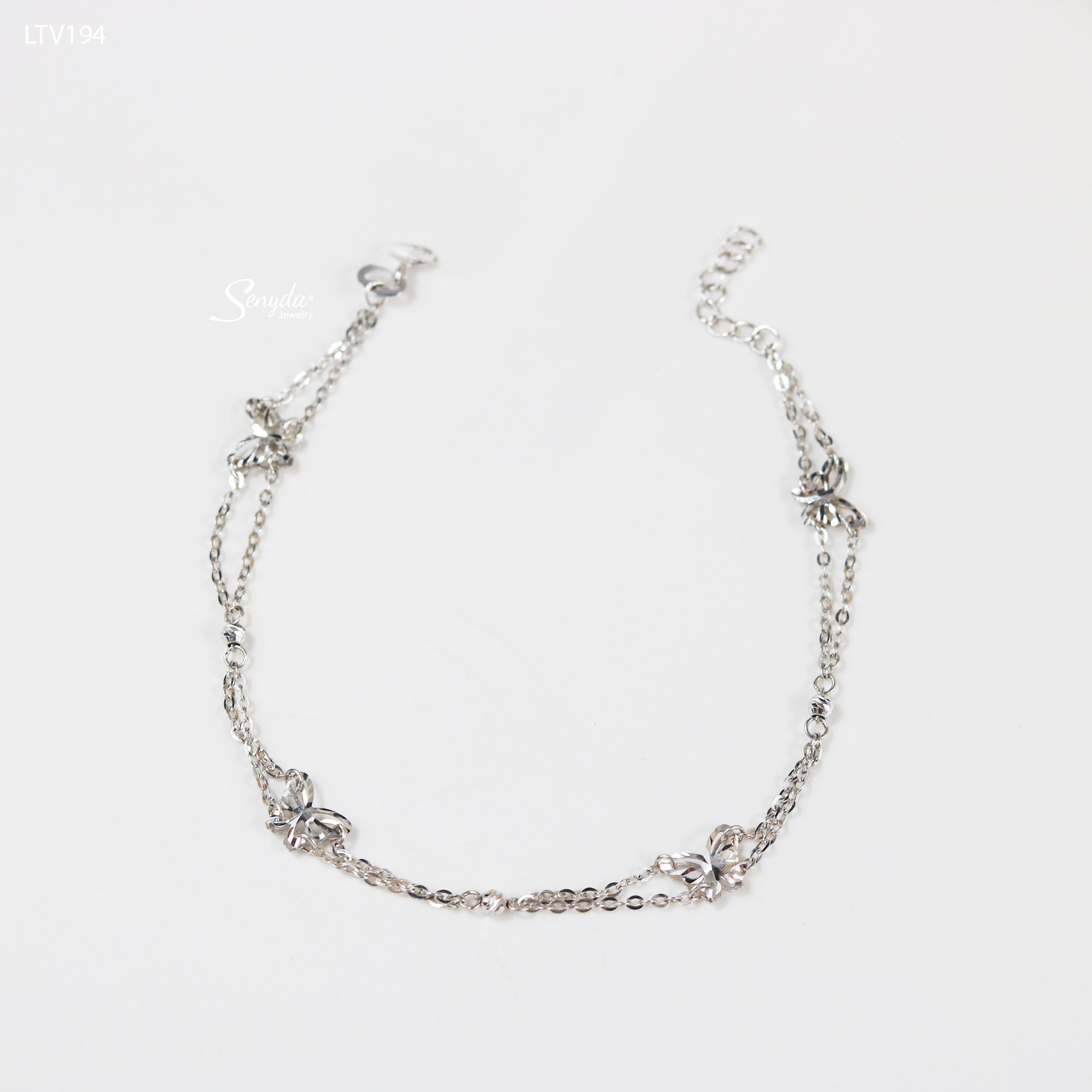 LTV194 Lắc tay vàng Senyda dây chữ cong đôi nối bướm giác bi giác