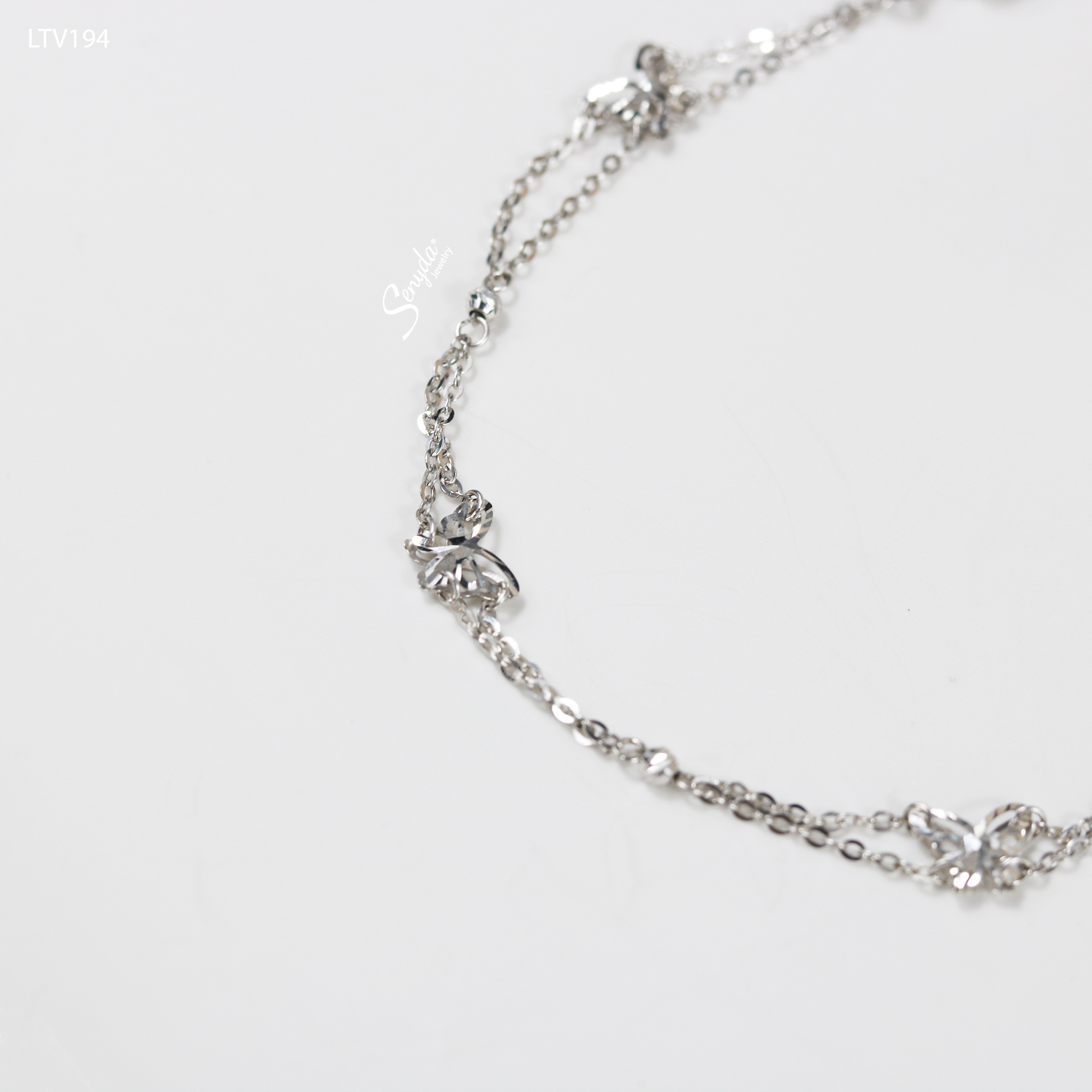 LTV194 Lắc tay vàng Senyda dây chữ cong đôi nối bướm giác bi giác