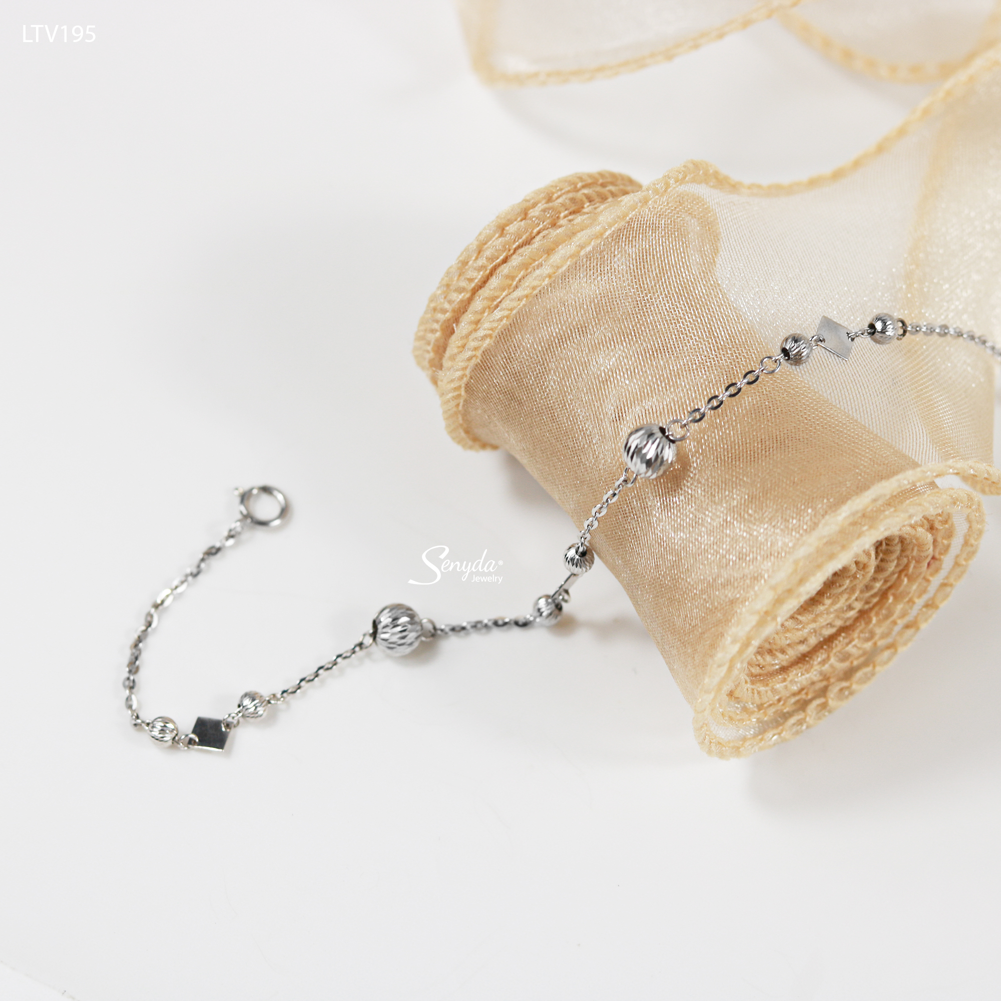 LTV195 Lắc tay vàng Senyda bi giác xen thoi trơn