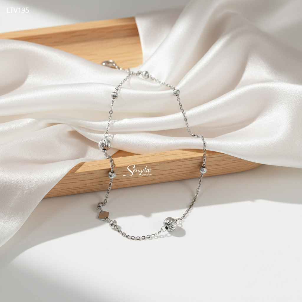 LTV195 Lắc tay vàng Senyda bi giác xen thoi trơn