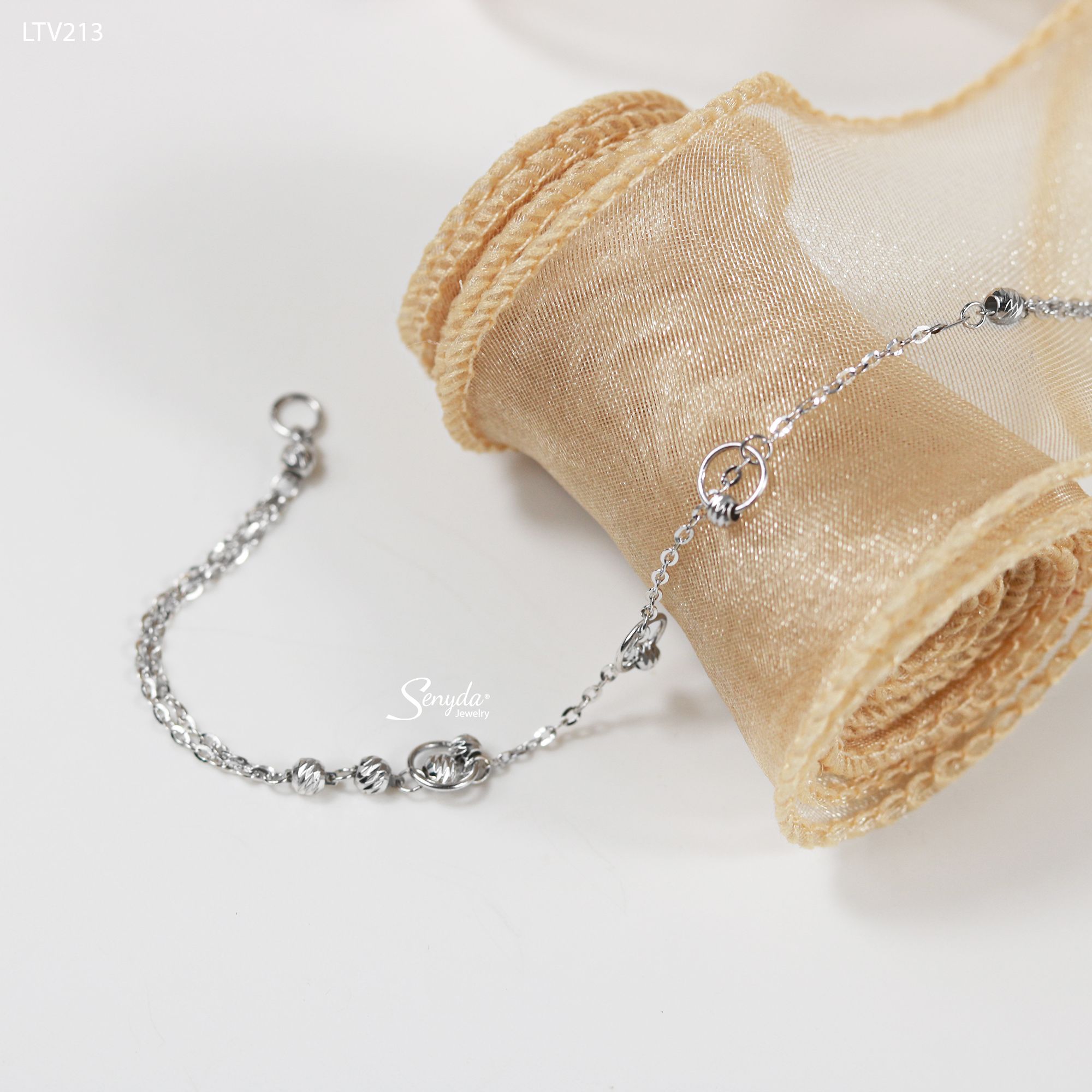 LTV213 Lắc tay vàng Senyda vòng tròn xỏ bi treo