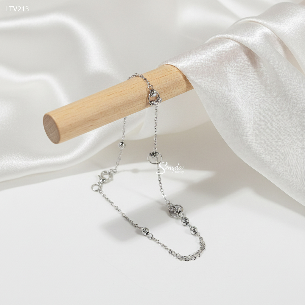 LTV213 Lắc tay vàng Senyda vòng tròn xỏ bi treo