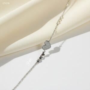 LTV276 Lắc tay vàng Senyda trái tim đá tấm nối 3 trái tim trơn 3 trái tim rỗng