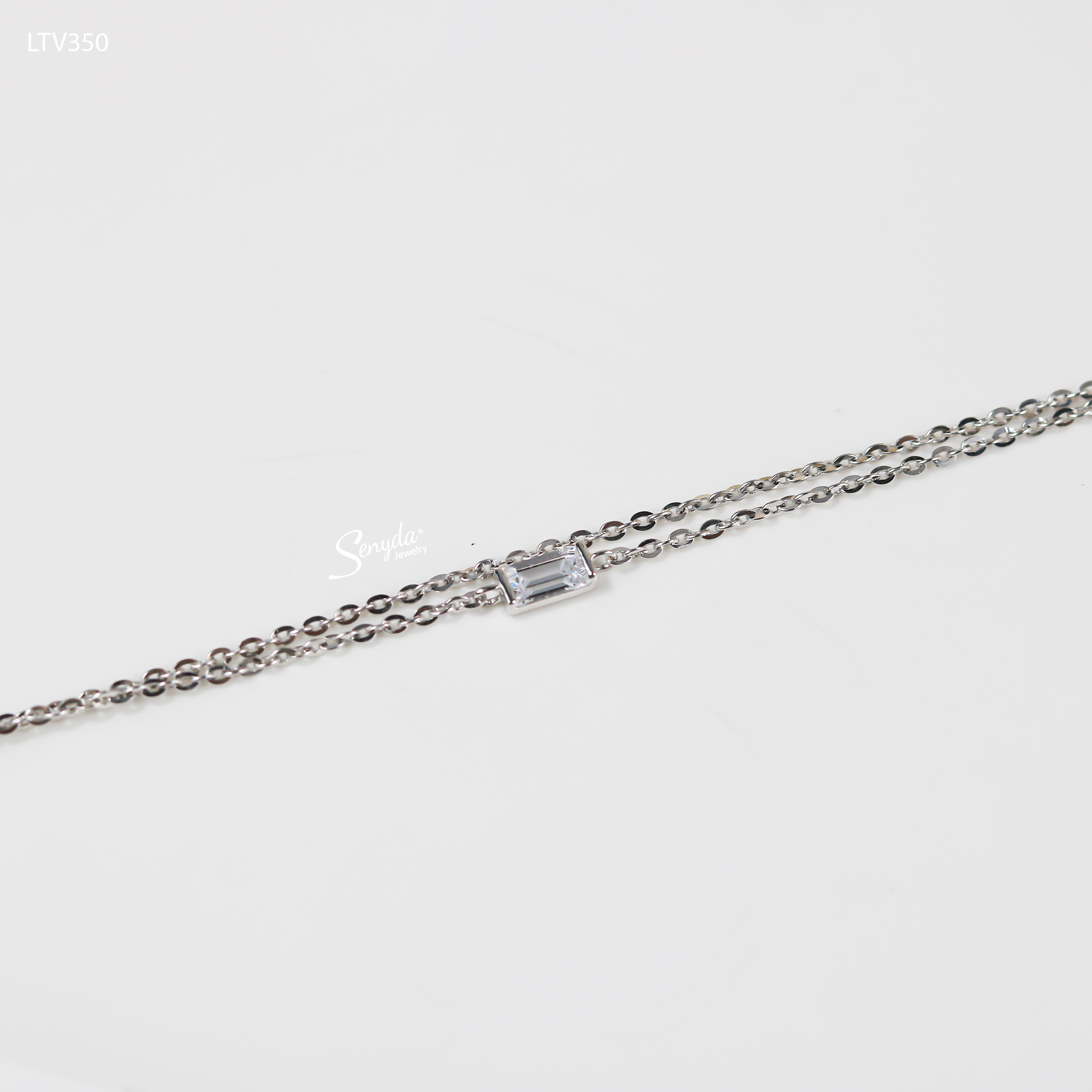 LTV350 Lắc tay vàng Senyda dây kép mặt đá baguette