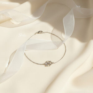 LTV353 Lắc tay vàng Senyda cỏ 4 lá nụ đá 1 bên