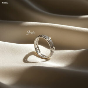 NH926 Nhẫn bạc Ý Senyda đồng tiền giác xen 2 hàng đá