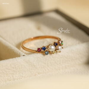 NHV343 Nhẫn vàng Senyda 2 dãy đá màu kết ngọc trai