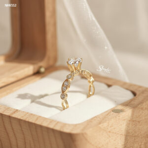 NHV352 Nhẫn vàng Senyda 1 hột đai hoa văn