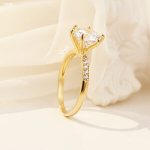 NHV469 Nhẫn vàng Senyda 1 hột 10mm 6 chấu hàng đá