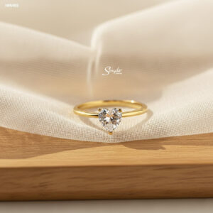 NHV493 Nhẫn vàng Senyda 1 hột tim 6mm đai trơn