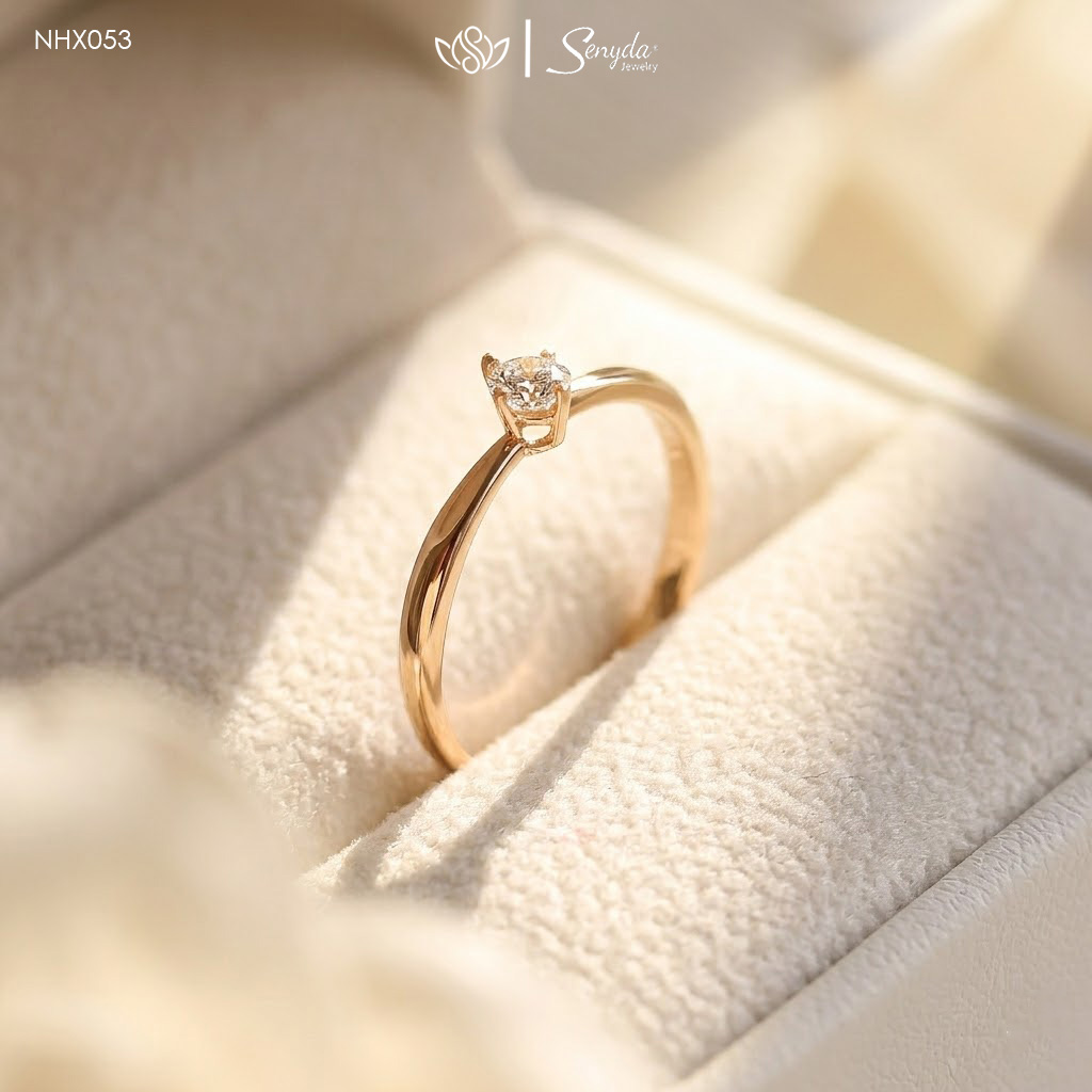 NHX053 Nhẫn kim cương Senyda giọt nước đai nơ phồng