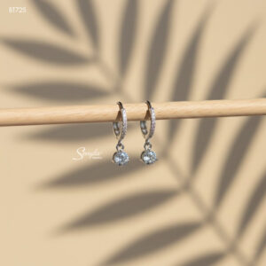 BT725 Bông tai bạc Ý Senyda khoen cẩn đá nụ đá nhỏ treo