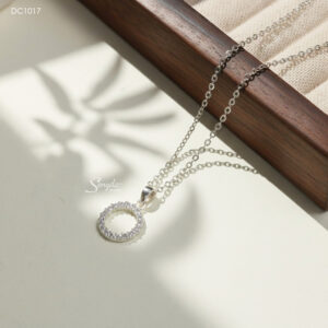 DC1017 Dây chuyền bạc Ý Senyda vòng tròn đá rỗng vừa