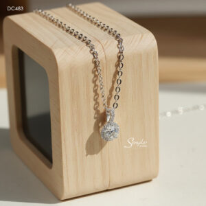 DC483 Dây chuyền bạc Ý Senyda nụ đá viền tròn đá nhỏ