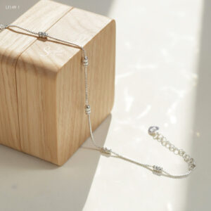 LT149 Lắc tay bạc Ý Senyda dây mì xen bi dài