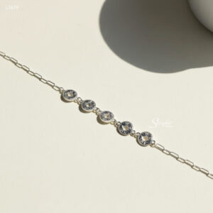 LT679 Lắc tay bạc Ý Senyda khoen dài 5 đồng tiền giác nối liền