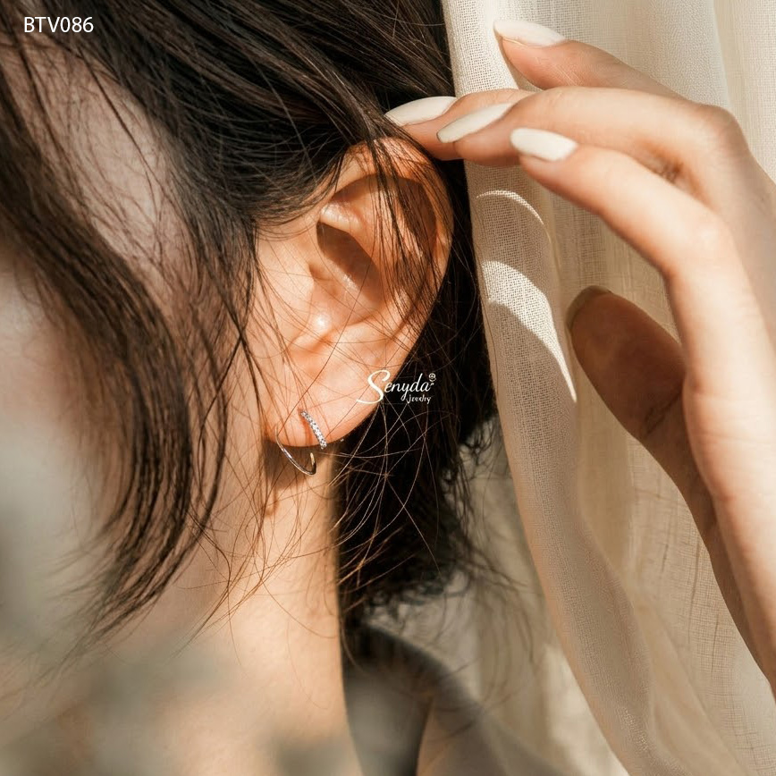 BTV086 Bông tai vàng Senyda khoen 2 vòng