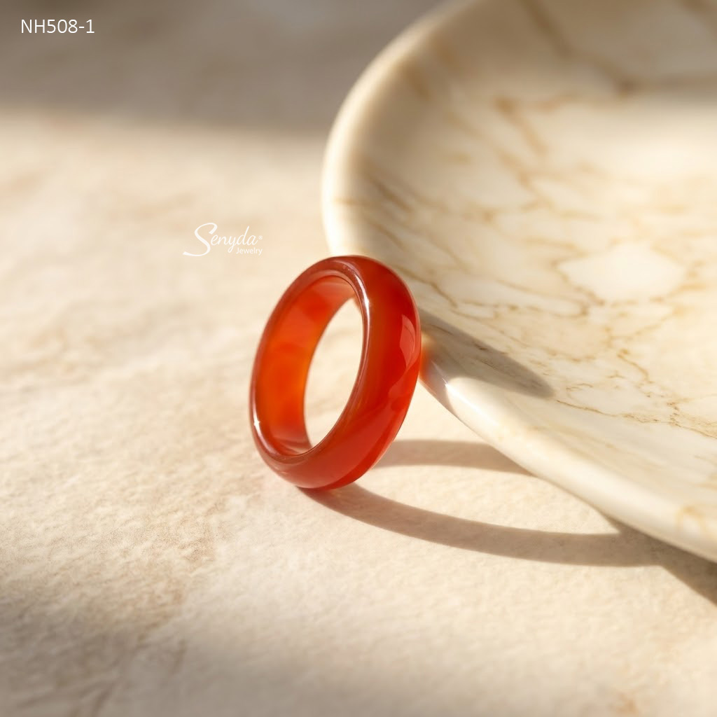 NH508 Nhẫn đá mã não đỏ Senyda bản 6mm
