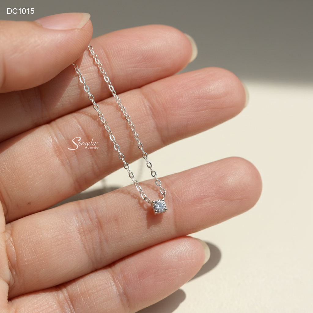 DC1015 Dây chuyền bạc Ý Senyda mặt nụ đá 3mm