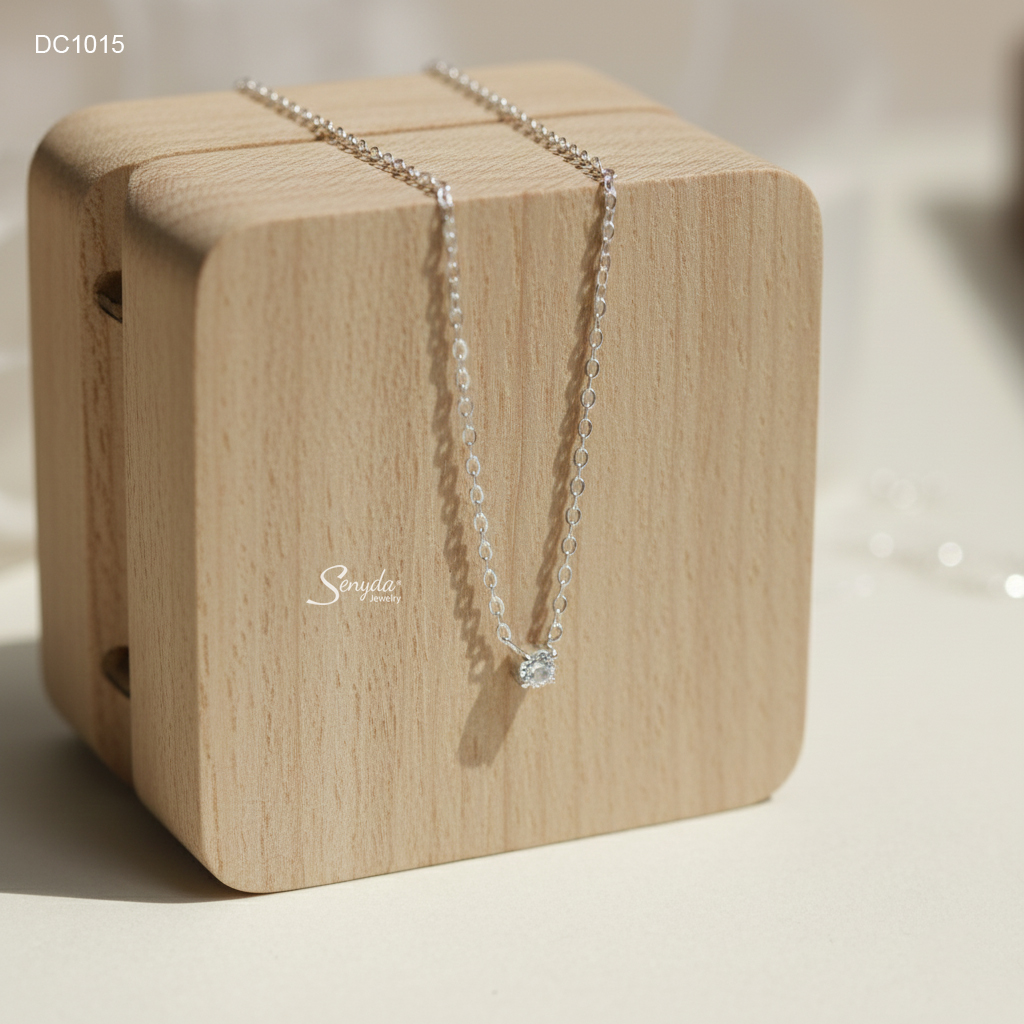 DC1015 Dây chuyền bạc Ý Senyda mặt nụ đá 3mm