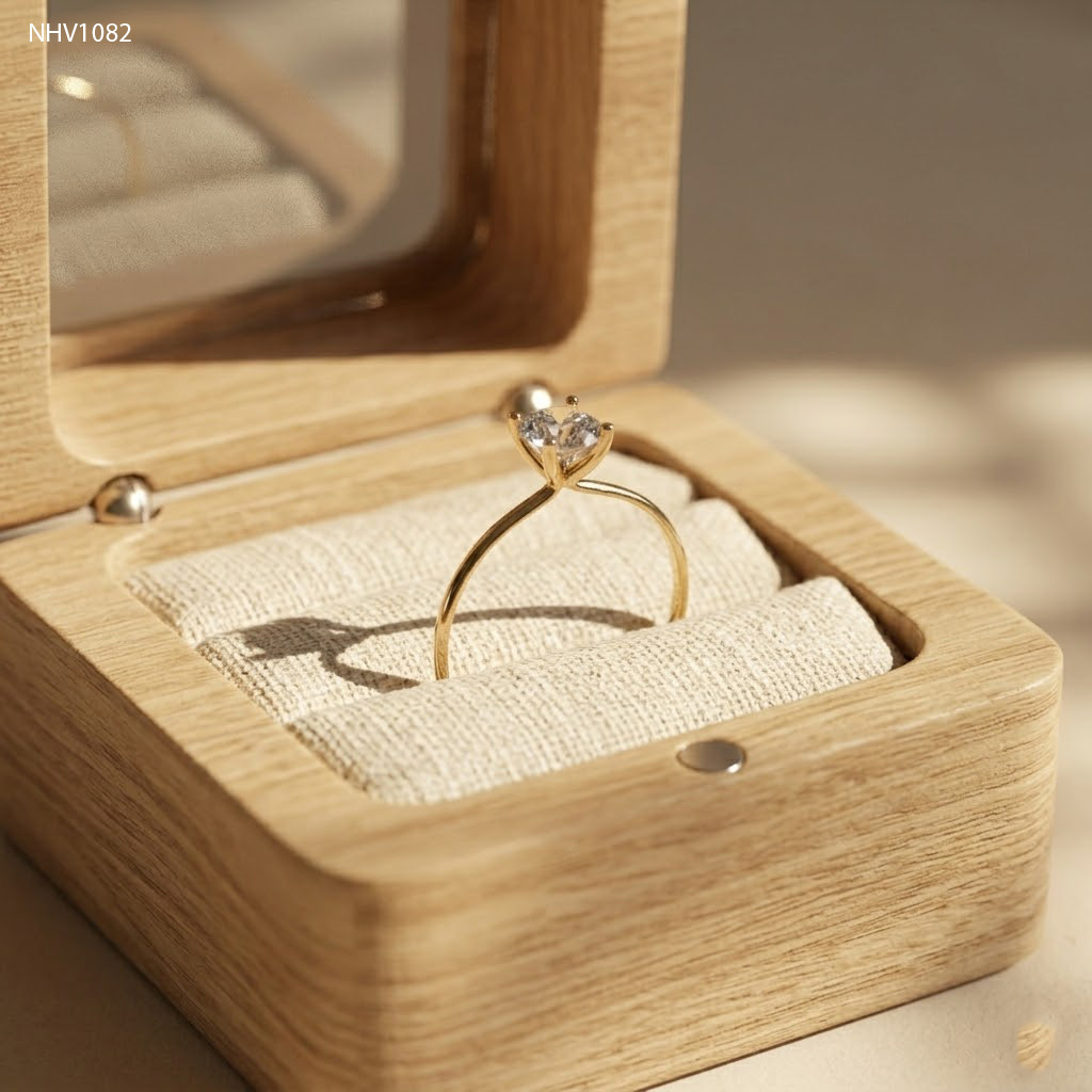 NHV1082 Nhẫn vàng Senyda 1 hột 4 chấu nhỏ