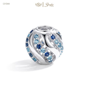 Charm Bạc Senyda châu trơn đá xanh