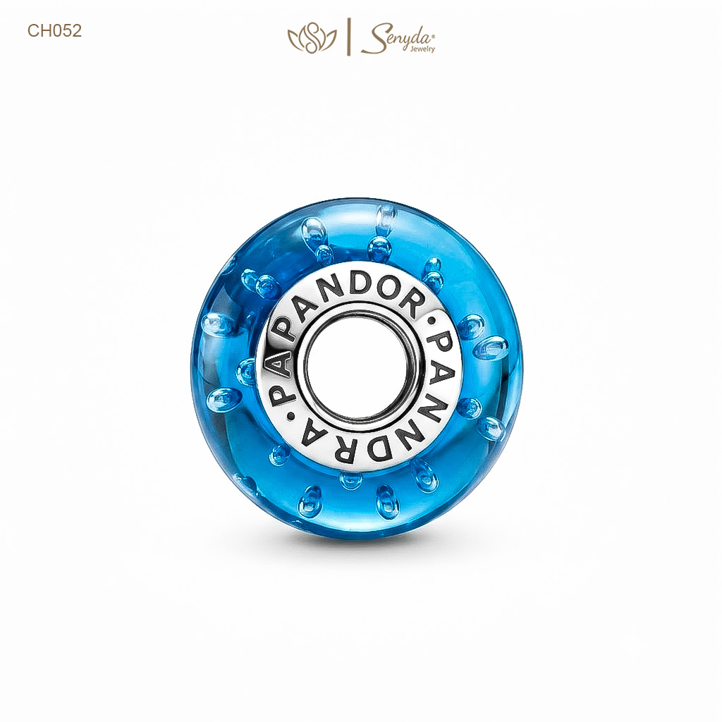 Charm Bạc thủy tinh Murano giọt mưa nụ đá xỏ
