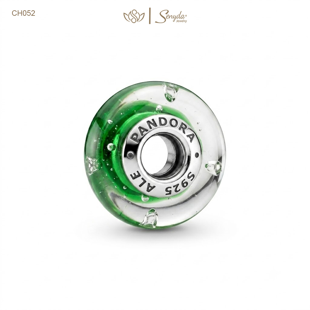 Charm Bạc thủy tinh Murano giọt mưa nụ đá xỏ