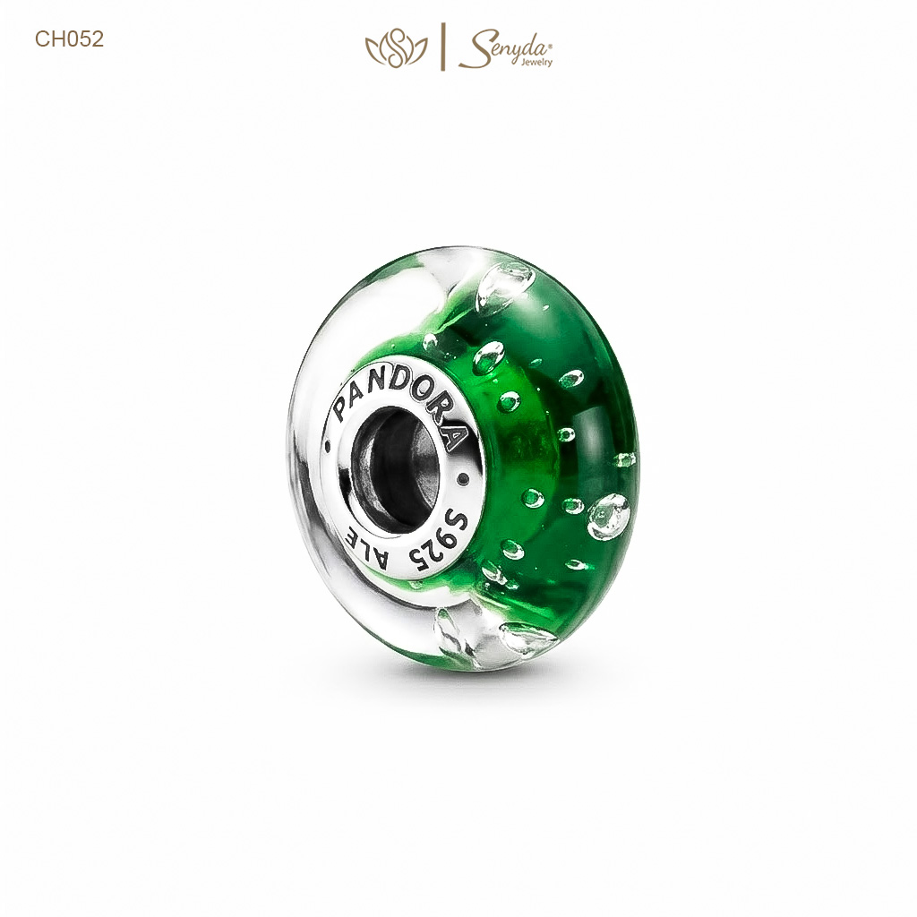 Charm Bạc thủy tinh Murano giọt mưa nụ đá xỏ