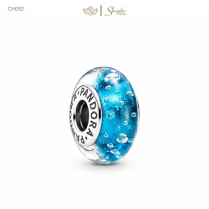 Charm Bạc thủy tinh Murano giọt mưa nụ đá xỏ