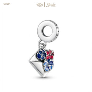 Charm Bạc Senyda phong thư hoa nhiều màu treo
