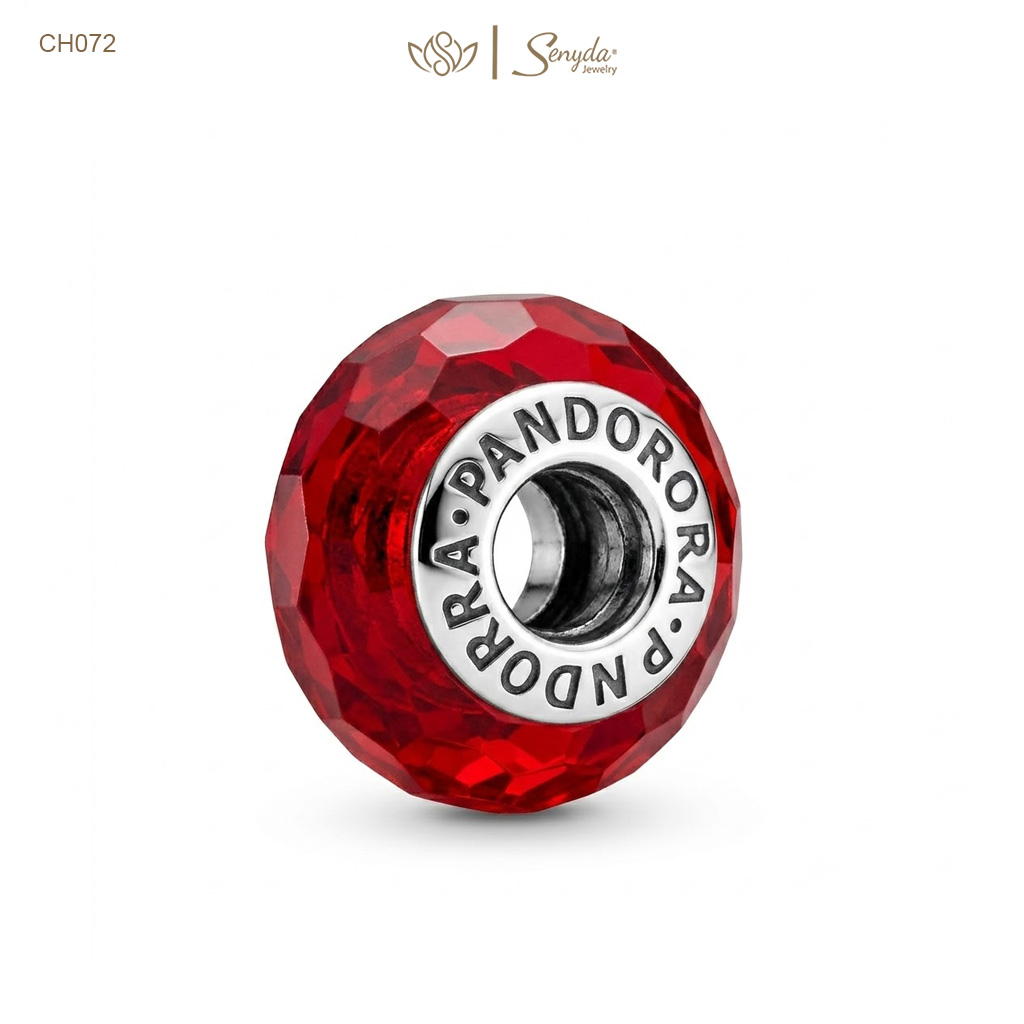 Charm Bạc thủy tinh Murano cắt giác xỏ