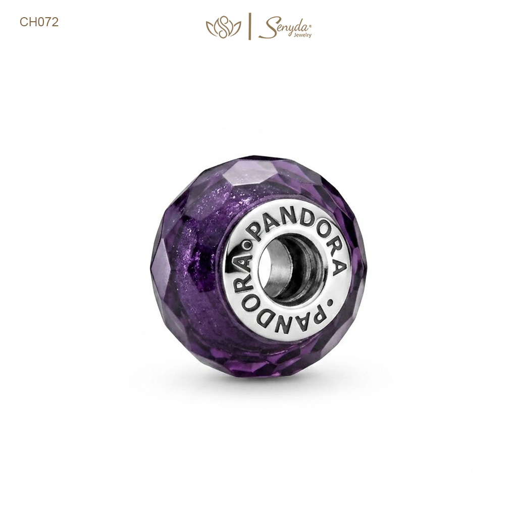 Charm Bạc thủy tinh Murano cắt giác xỏ