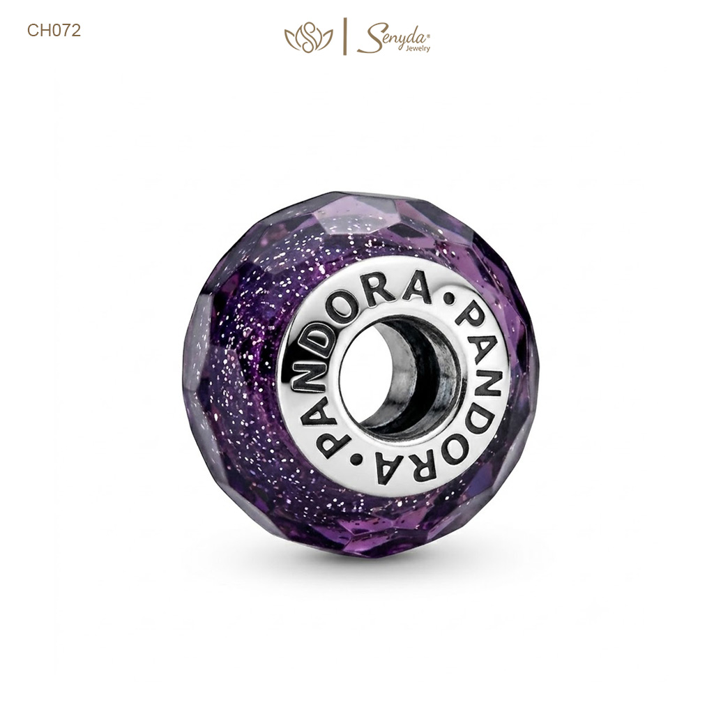 Charm Bạc thủy tinh Murano cắt giác xỏ