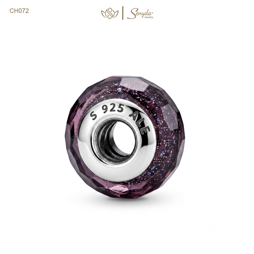 Charm Bạc thủy tinh Murano cắt giác xỏ