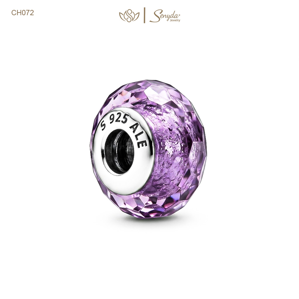 Charm Bạc thủy tinh Murano cắt giác xỏ
