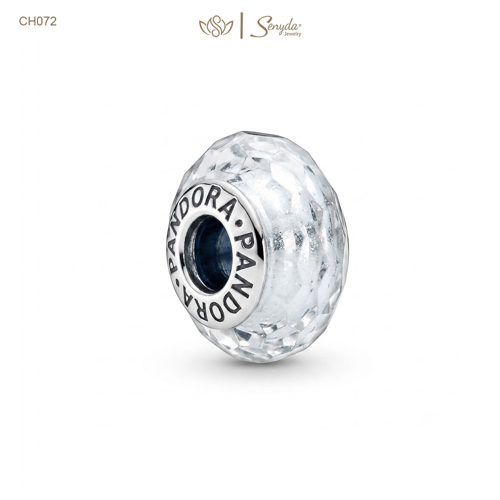 Charm Bạc thủy tinh Murano cắt giác xỏ