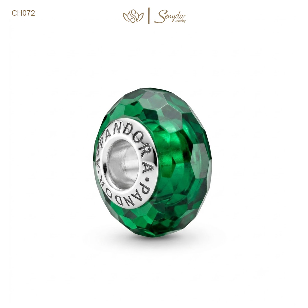 Charm Bạc thủy tinh Murano cắt giác xỏ
