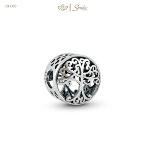 Charm Bạc Senyda cây đời hoa văn trơn xỏ