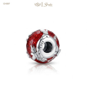 Charm Bạc Senyda thủy tinh Murano đỏ ốp bướm xỏ