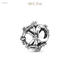 Charm Bạc Senyda hoa văn cây dài nụ đá xỏ
